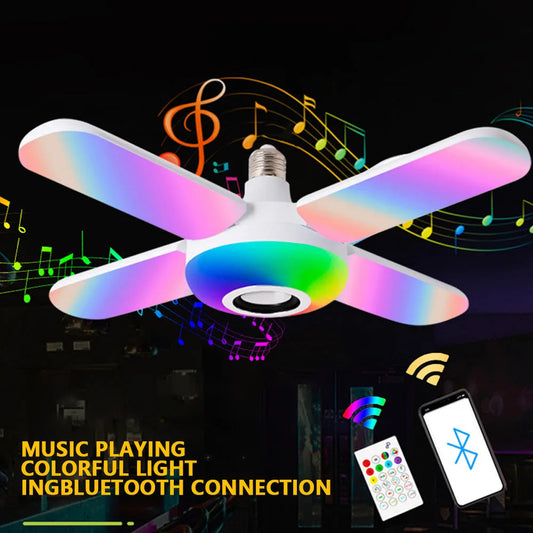 Smart LED Bulb 4-Leaves Lamp Music Bluetooth Audio Folding Remote Control Christmas Projection Starry Light for Party Wedding ElectroHive